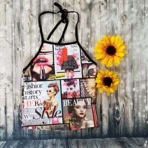 CCO NWOT retro magazine halter top size XS